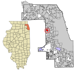 Cook County Illinois incorporated and unincorporated areas Hillside highlighted